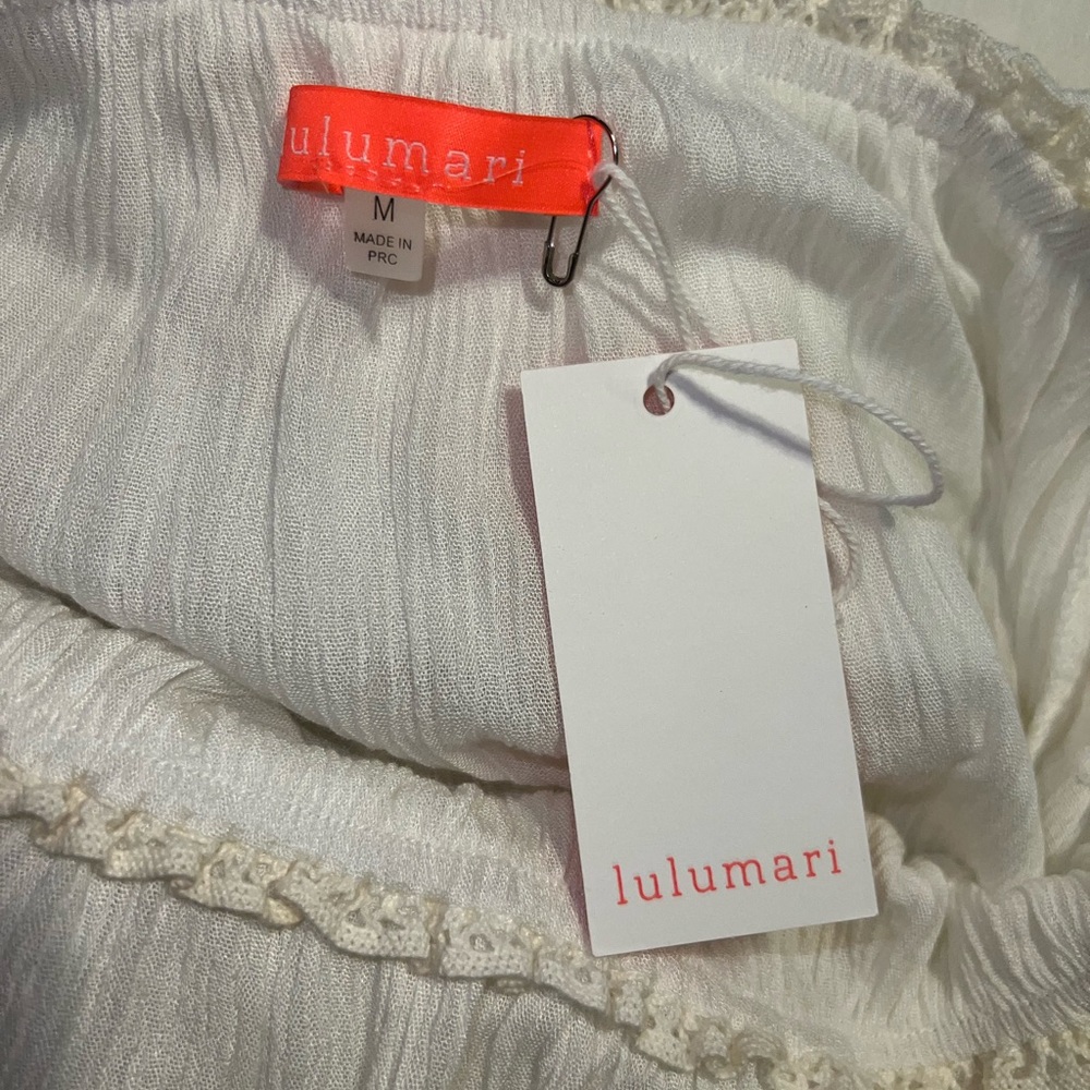 Lulumari Ivory Tube Maxi Dress with Lace Inserts and Detail (M) - Picture 9 of 10